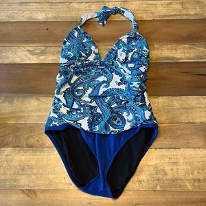 Chap’s Blue & White One Piece Bathing Suit - size 10